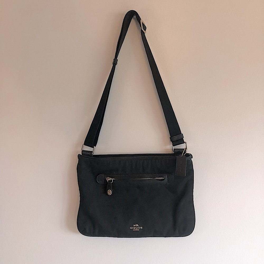 Coach Nylon Zip Crossbody - Black